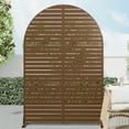 thumbnail image 1 of MAYEERTY 72×47" Arched Outdoor Brown Metal Privacy Panel Screen for Backyard & Garden, Louvered Pattern, 1 of 8