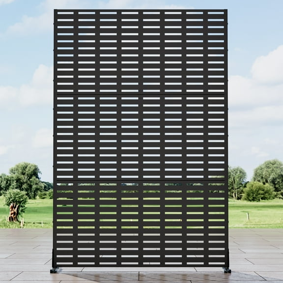 MAYEERTY 72*47" Outdoor Black Metal Privacy Panel Screen for Patio, Rect Grid Pattern