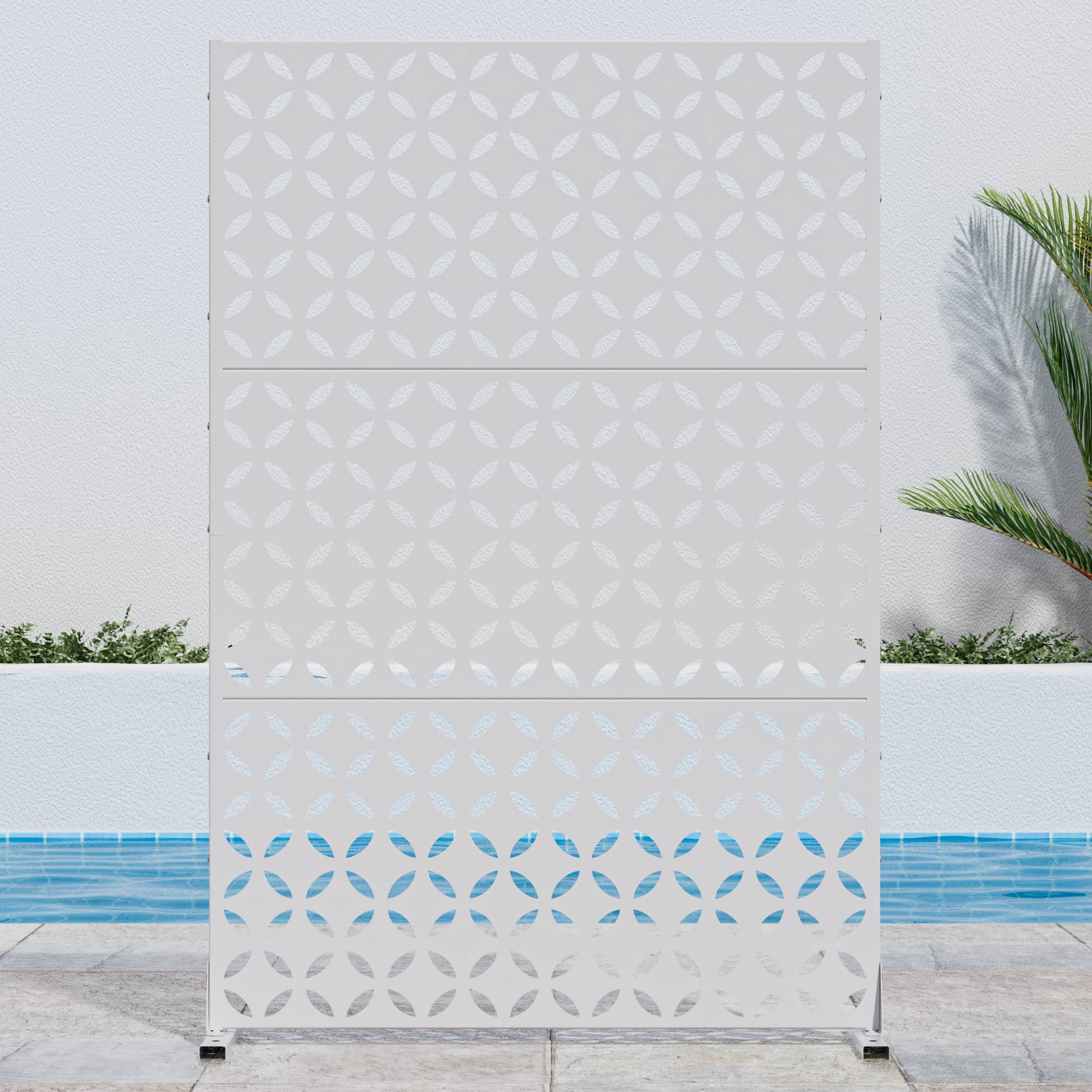 Dovelina 72" 47" Outdoor Privacy Screen, Metal Decorative Screen, White