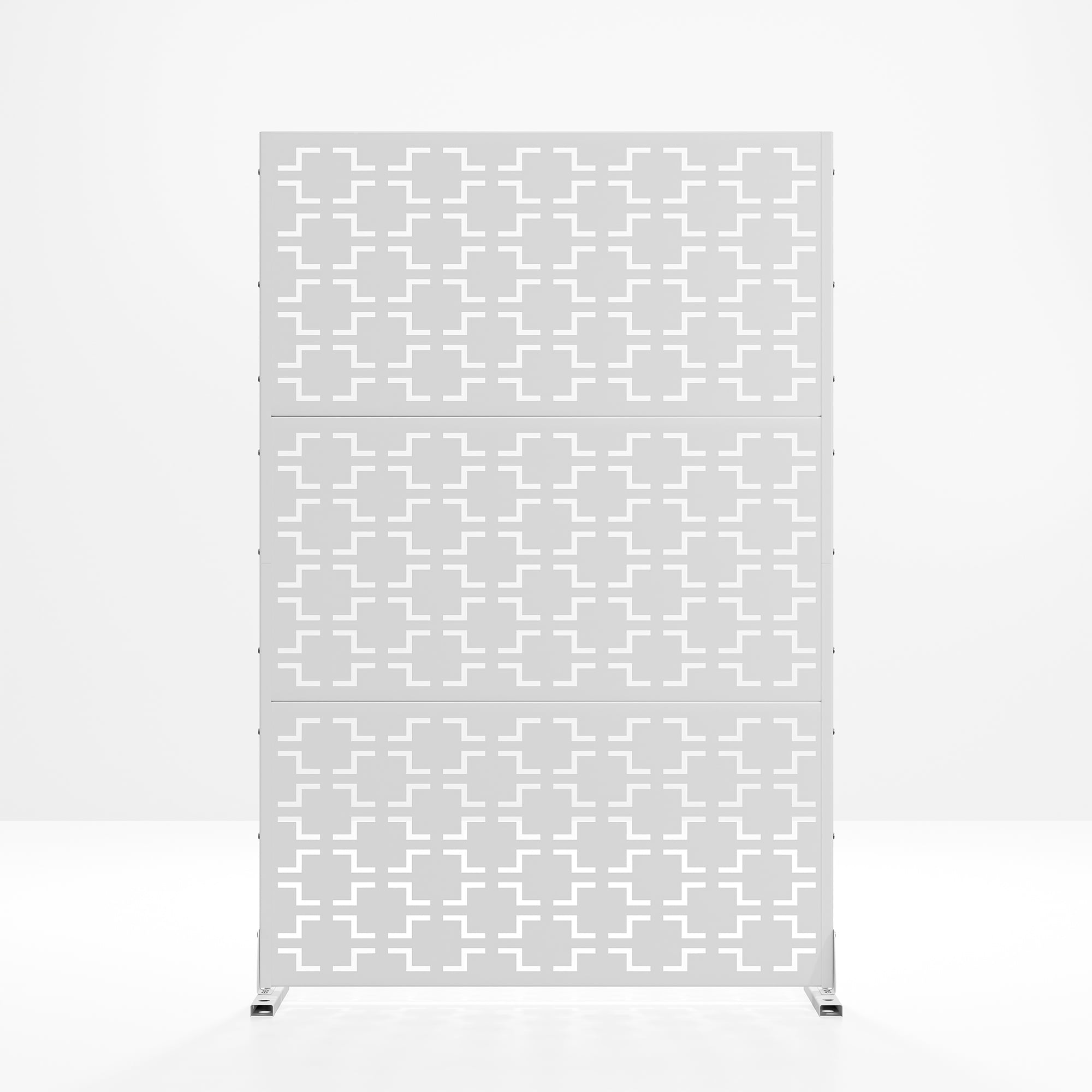MAYEERTY 72×47" Outdoor White Metal Privacy Panel Screen for Backyard & Garden, Geometric Square Pattern