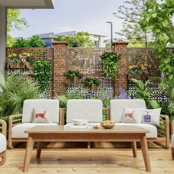 MAYEERTY 72"47" Perilla Outdoor Privacy Weather Resistant Panel Screen,Rust