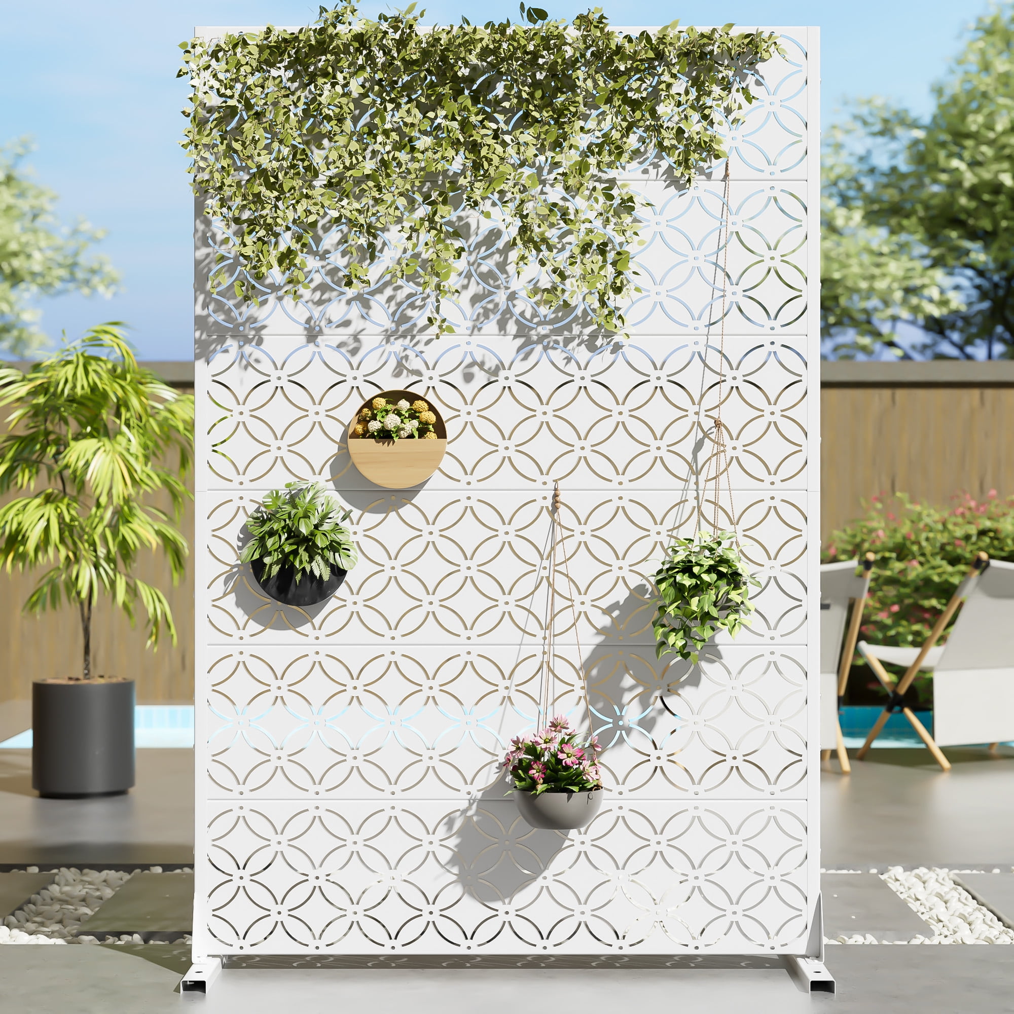 MAYEERTY 72" x 47" Outdoor Privacy Screen, Metal Decorative Screen