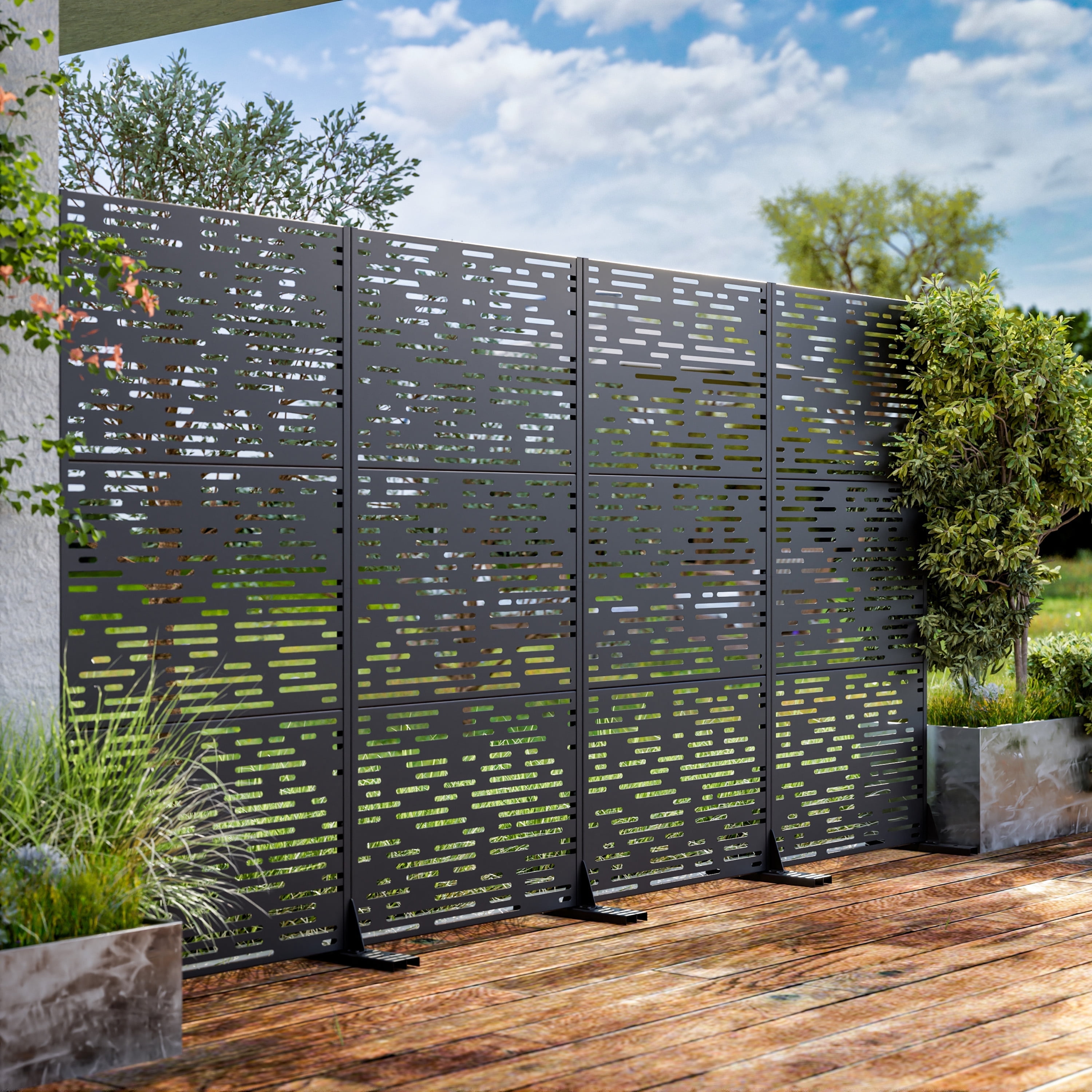 MAYEERTY 72" x 47" Outdoor Privacy Screen Room Dividers for Home Office Garden Patio, Black