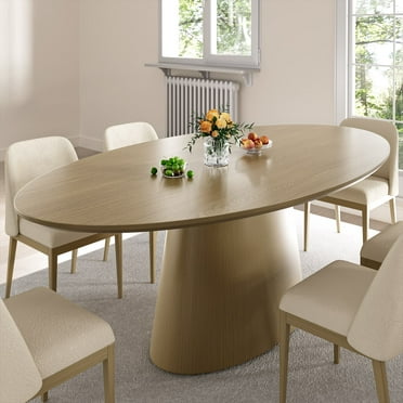 MAYEERTY 72"x37" Oval Dining Table Indoor Wood Kitchen Table for 6, Natural