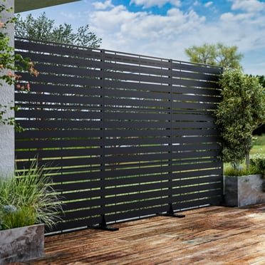 MAYEERTY 72"x47" Outdoor Privacy Screen Freestanding Metal Room Dividers Balcony Decorative Screen,Black