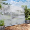 thumbnail image 1 of MAYEERTY 72"x47" Outdoor Privacy Screen with Stand, 3 Panels Metal Balcony Decorative Screen, White, 1 of 6