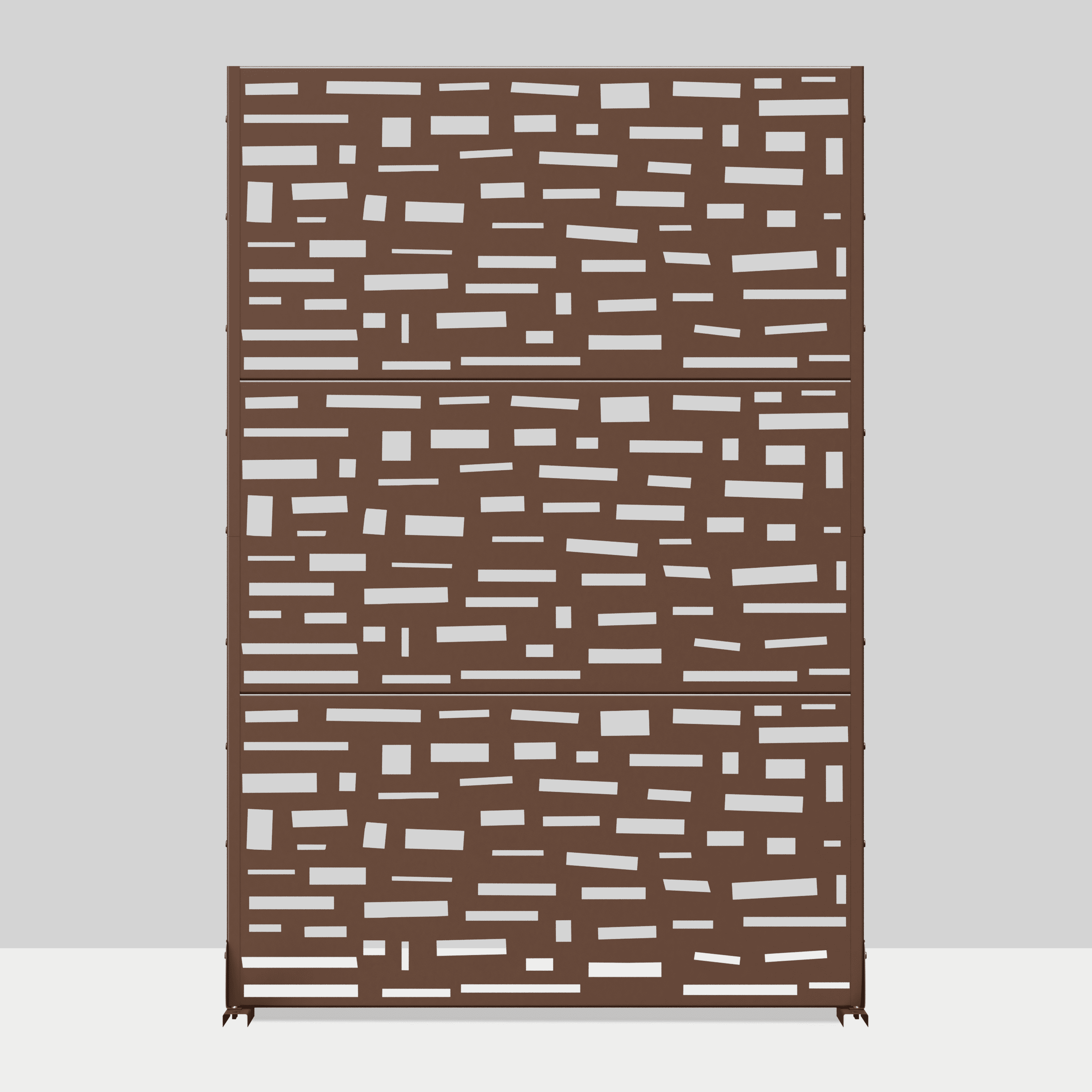 MAYEERTY 72"x47"x16" Outdoor Privacy Screen with Stand Metal Balcony Decorative Screen,Brown