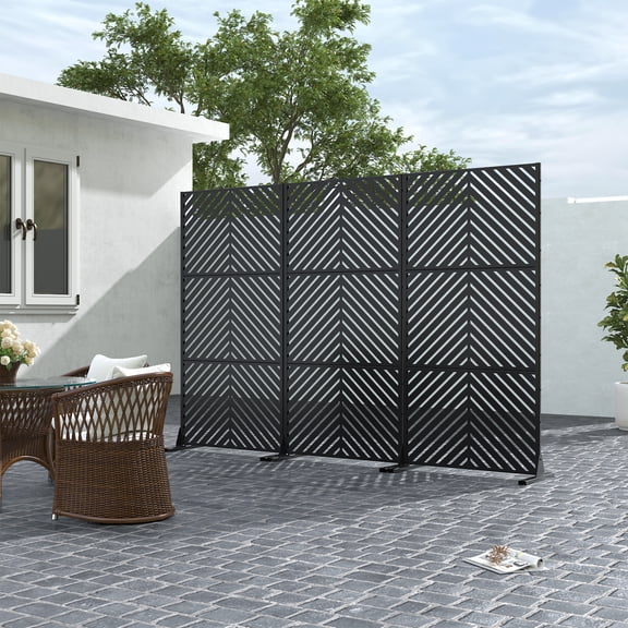 MAYEERTY 72x35 Black Outdoor Natural Privacy Panel Screen, 3 Piece Set Natural Folding Divider for Backyard and Garden