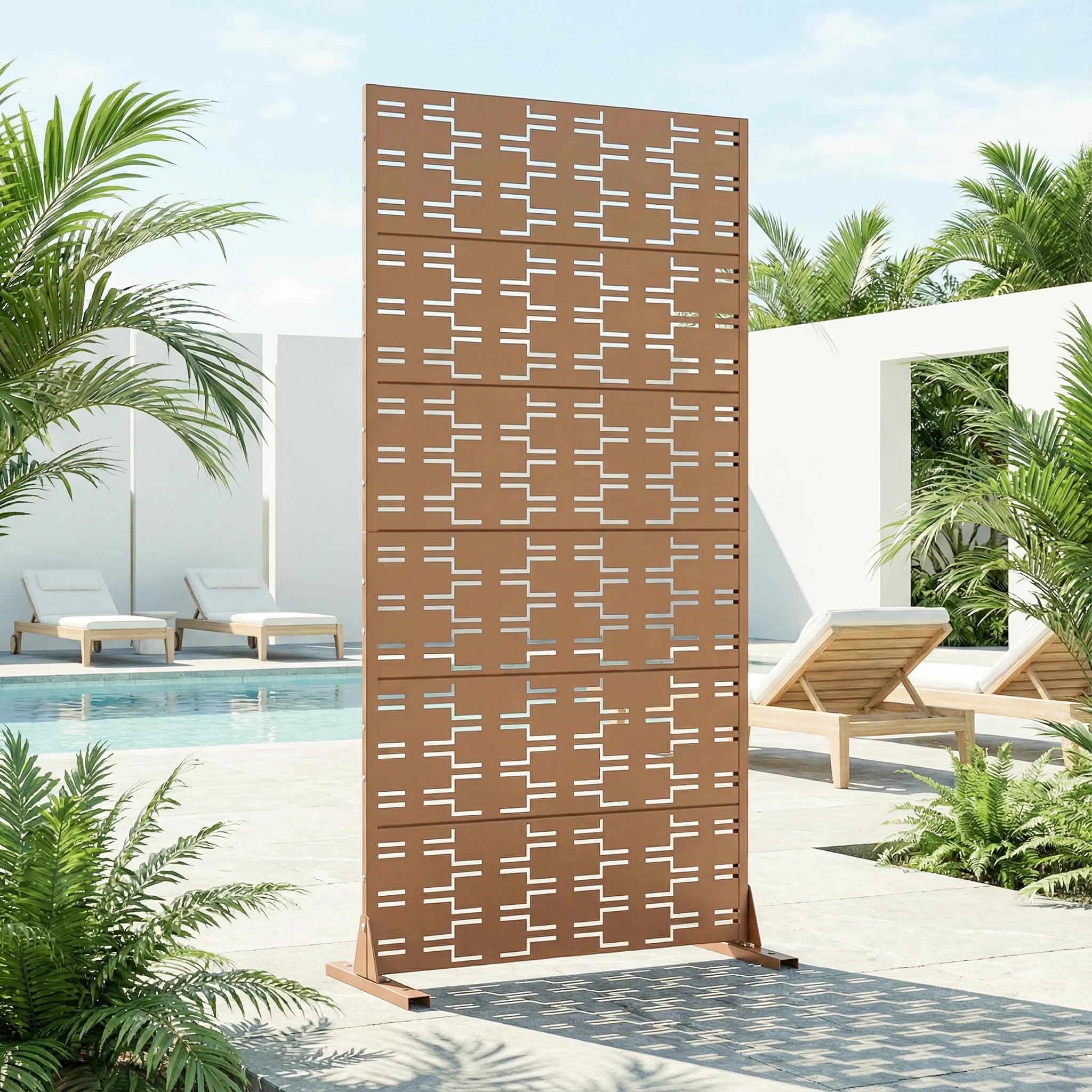 MAYEERTY 72x35 Brown Outdoor Natural Privacy Panel Screen, 6 Piece Set Natural Folding Divider for Backyard and Garden