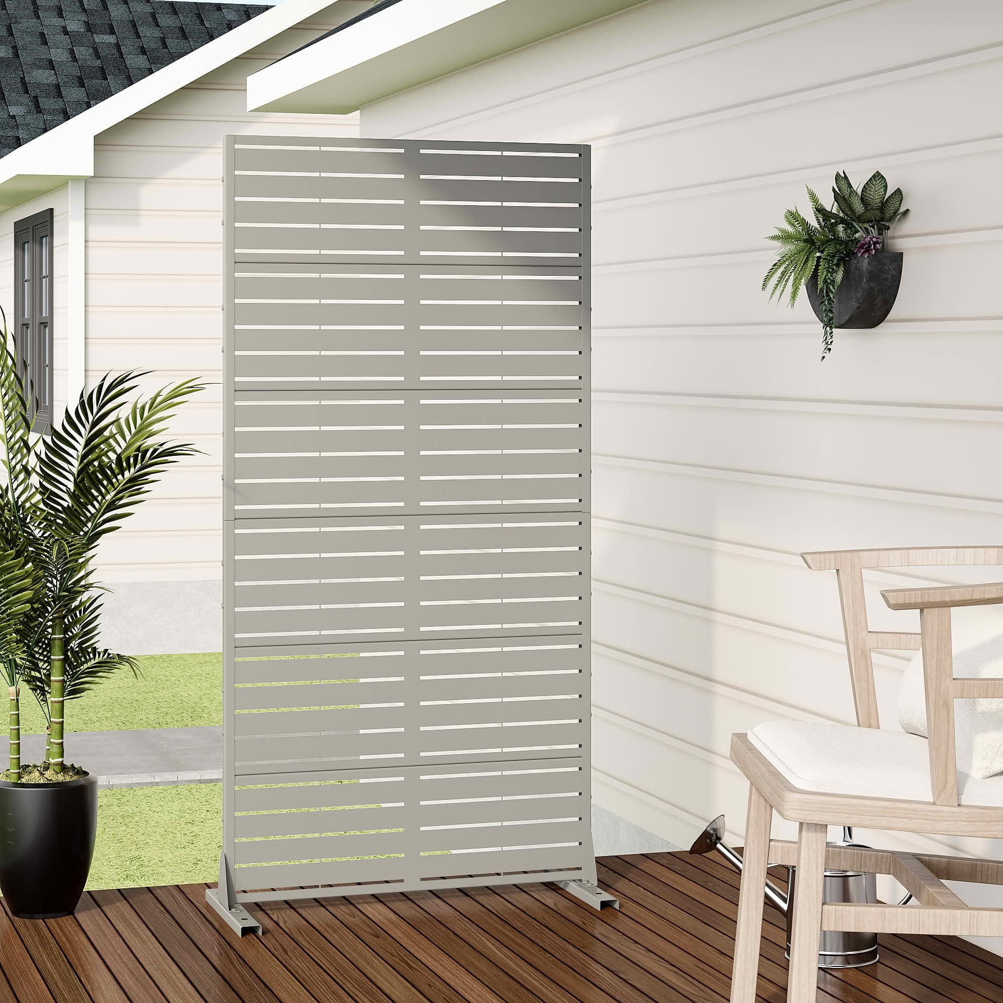 MAYEERTY 72x35x16 Inch Gray Louvered Galvanized Steel Privacy Screen, 6 Piece Set for Outdoor Street