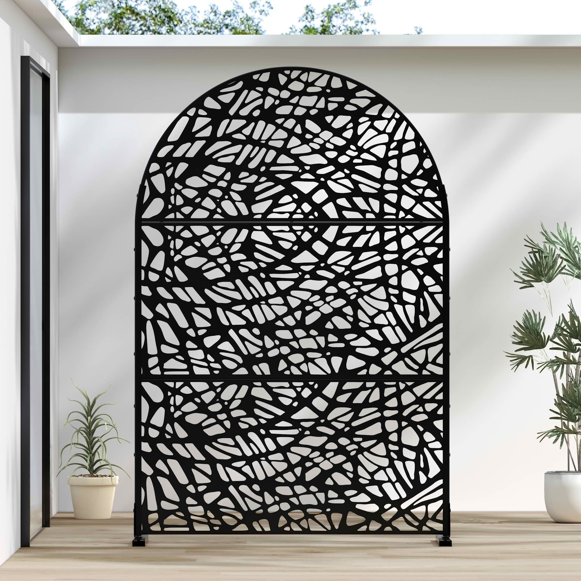 MAYEERTY 72x47 Black Outdoor Natural Privacy Panel Screen, 3 Piece Set Natural Folding Divider for Backyard and Garden