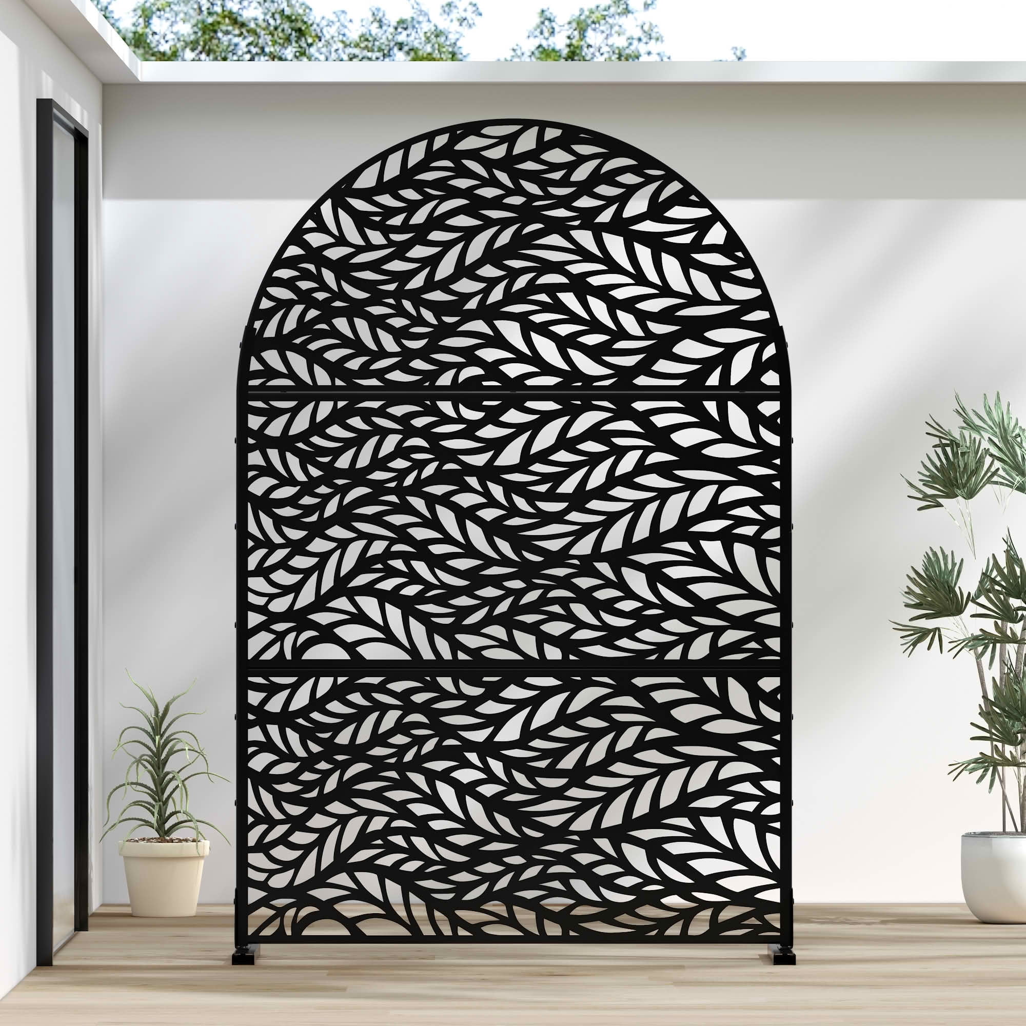 MAYEERTY 72x47 Black Outdoor Natural Privacy Panel Screen, 3 Piece Set Natural Folding Divider for Backyard and Garden