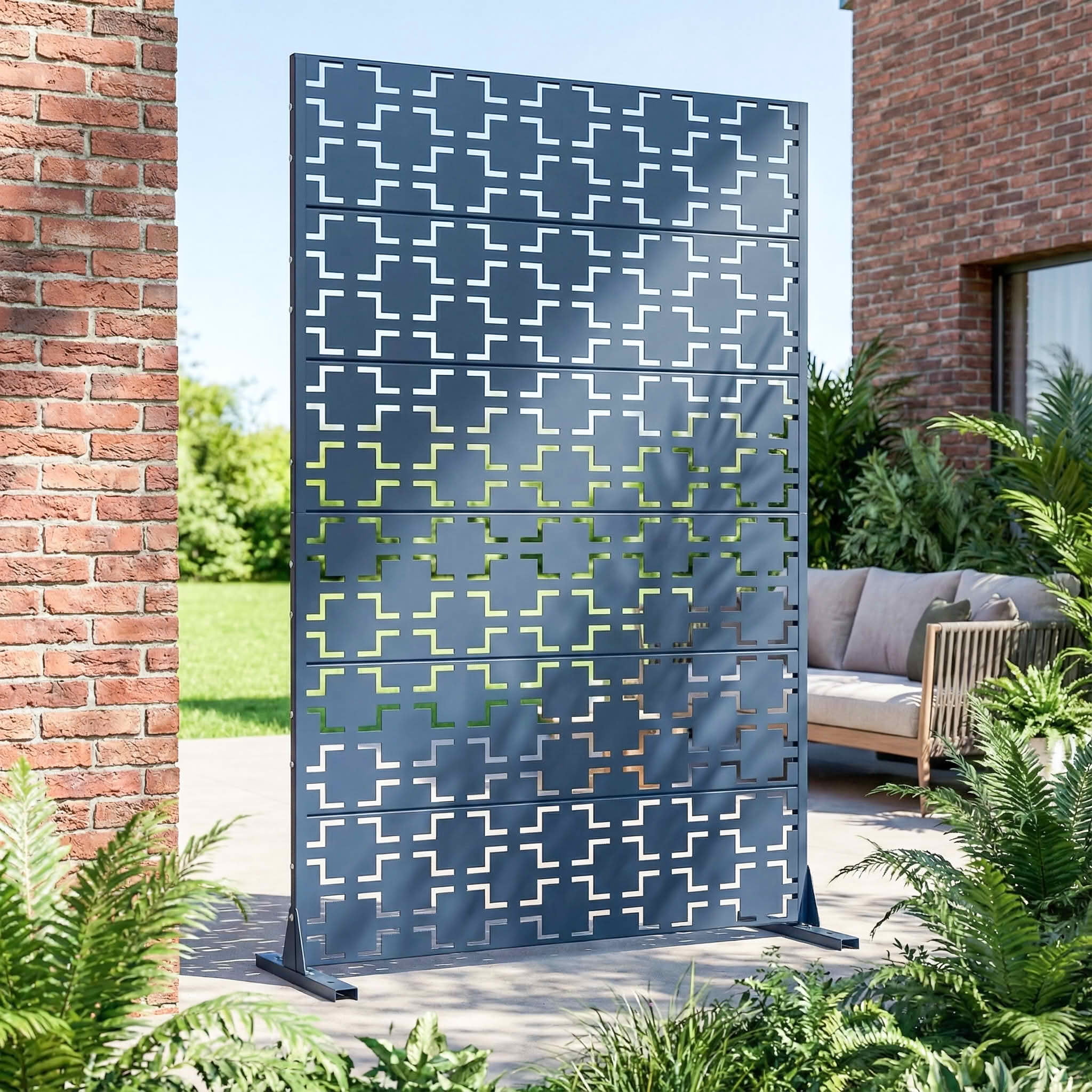 MAYEERTY 72x47 Blue Outdoor Natural Privacy Panel Screen, 6 Piece Set Natural Folding Divider for Backyard and Garden