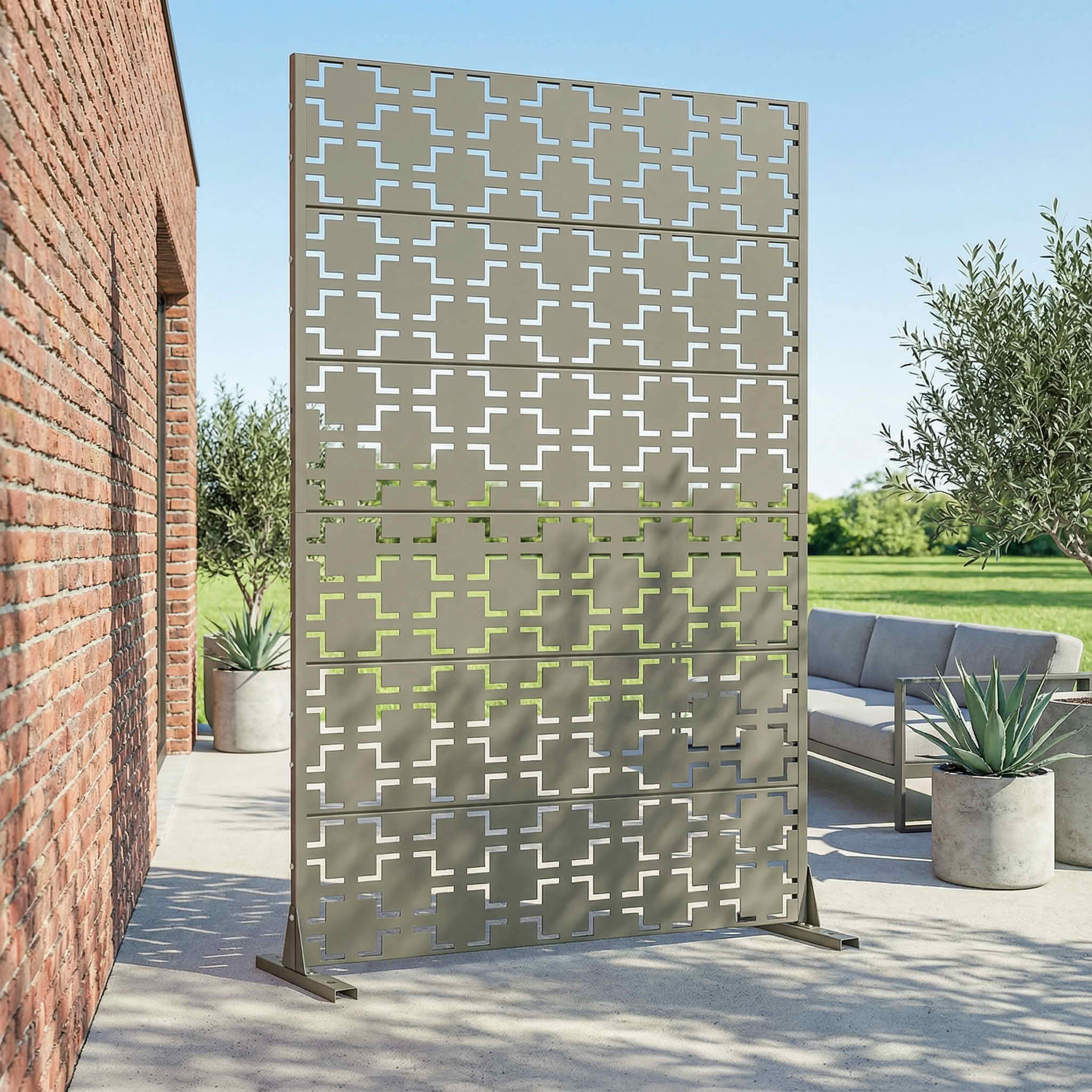 MAYEERTY 72x47 Gray Outdoor Natural Privacy Panel Screen, 6 Piece Set Natural Folding Divider for Backyard and Garden