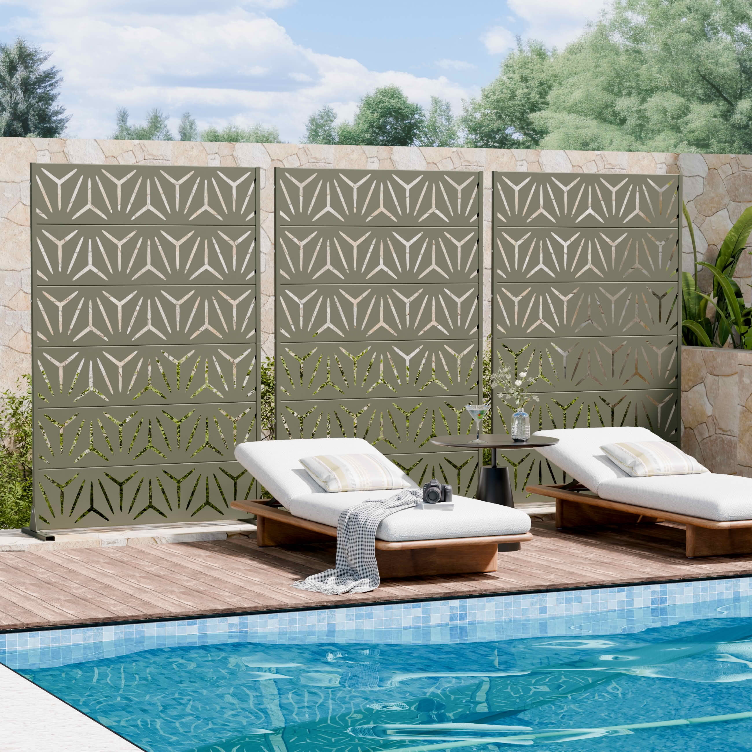 MAYEERTY 72x47 Gray Outdoor Natural Privacy Panel Screen, 6 Piece Set Natural Folding Divider for Backyard and Garden