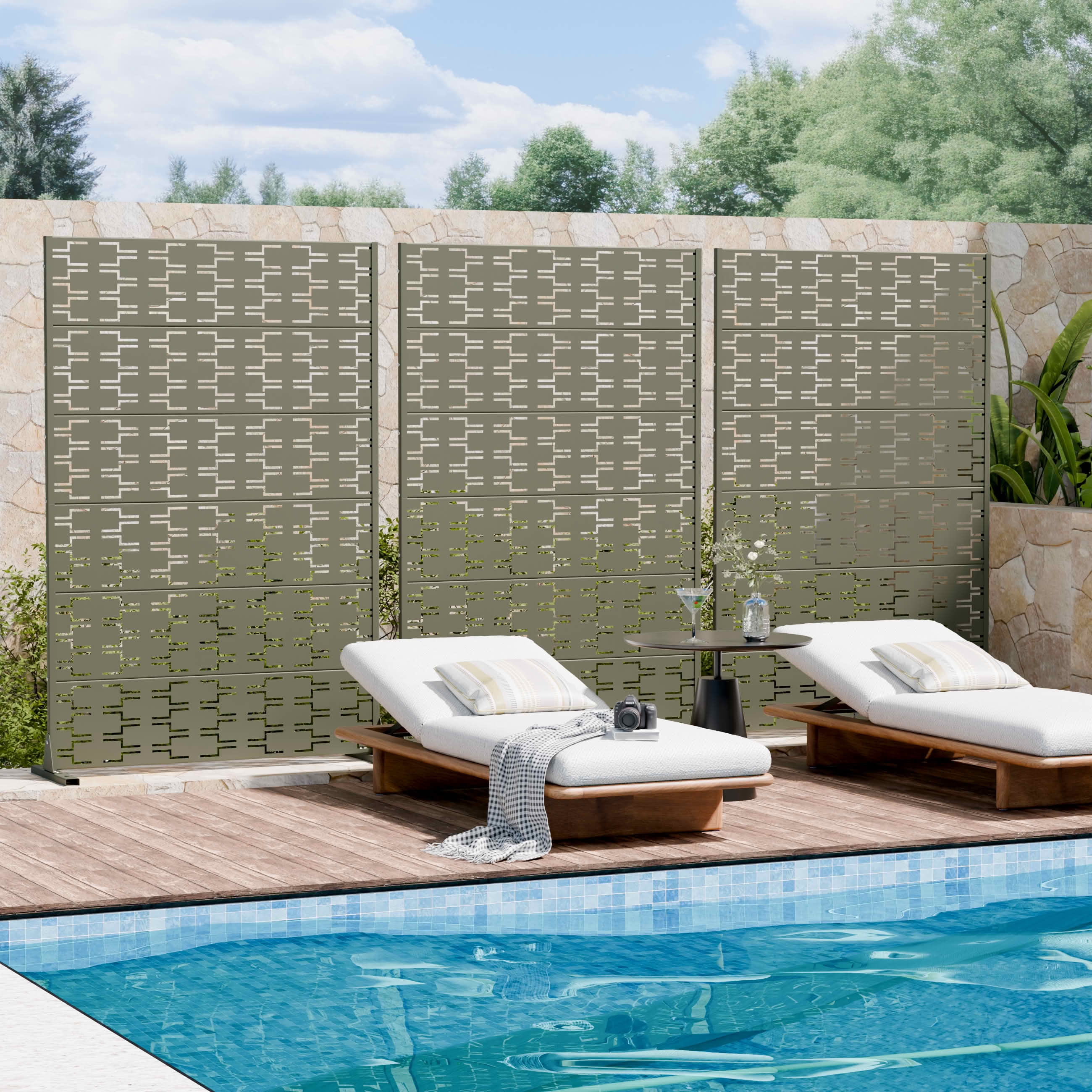 MAYEERTY 72x47 Gray Outdoor Natural Privacy Panel Screen, 6 Piece Set Natural Folding Divider for Backyard and Garden