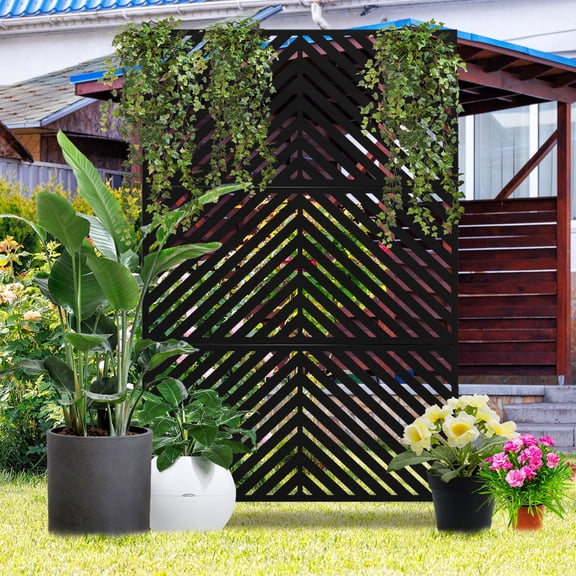 MAYEERTY 72x47in Black Galvanized Steel Panel Screen 6 Adjustable Panels
