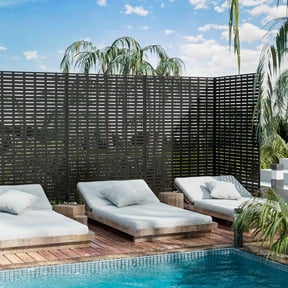 MAYEERTY 72x47x16 Inch Black Grid Galvanized Steel Privacy Screen for Outdoor Patio