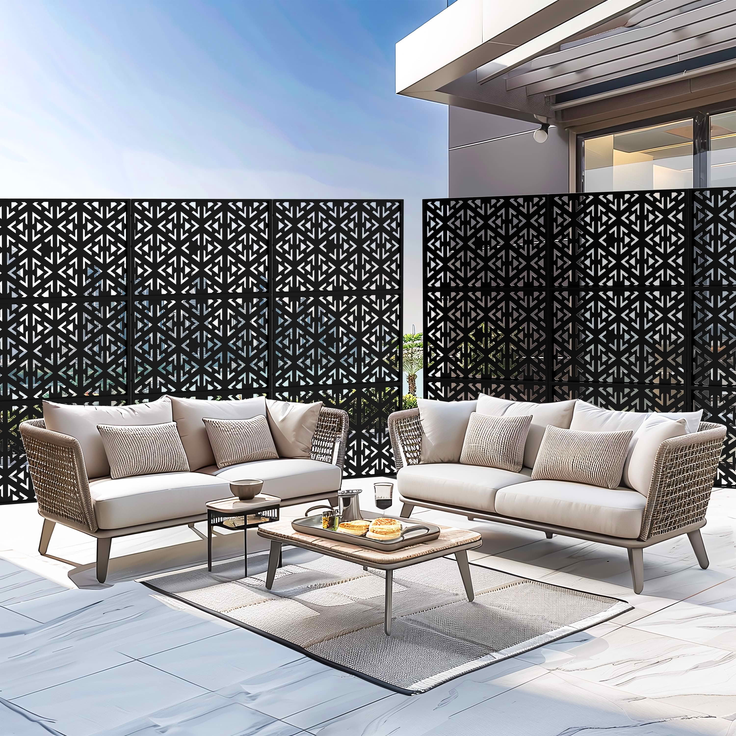 MAYEERTY 72x47x16 Inch Black Triangle V-Shaped Galvanized Steel Privacy Screen for Outdoor Street
