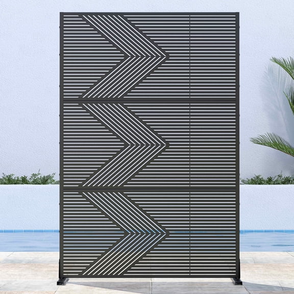 MAYEERTY 72x47x16 Inch Black Twill V-Shaped Galvanized Steel Privacy Screen for Outdoor Street