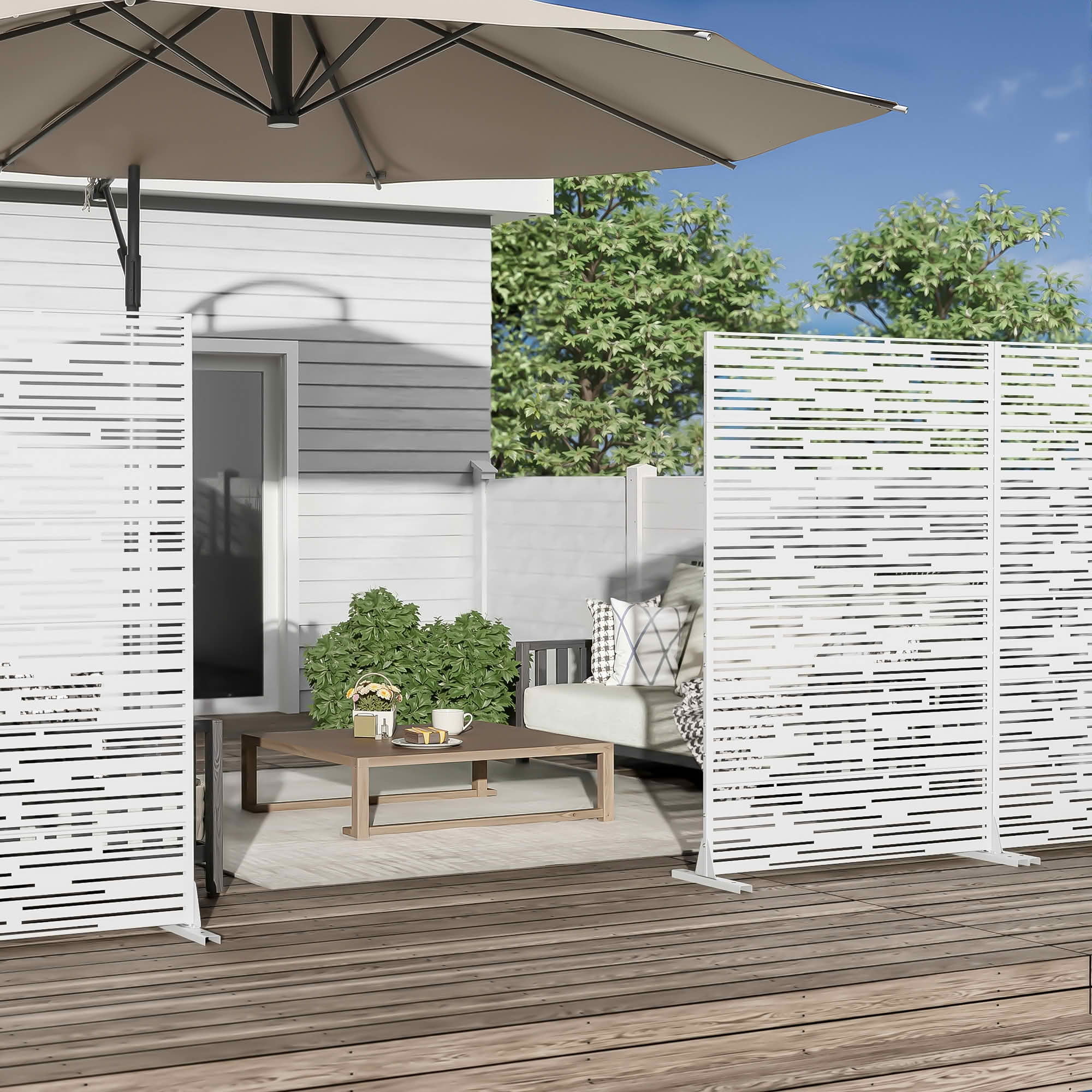 MAYEERTY 72x47x16 Inch Brown Light A-Shaped Galvanized Steel Privacy Screen, 6 Piece Set for Outdoor Street