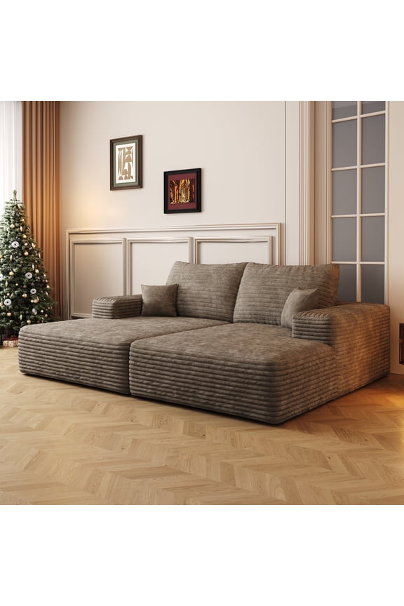 74.8" Cloud Sectional Couch Modern Modular Sofa for Living Room No Assembly Required, Camel