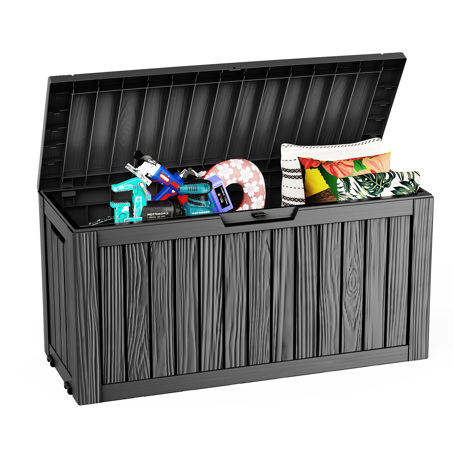 MAYEERTY 75 Gallon Outdoor Deck Box, Large Capacity Storage Box for Patio Furniture Cushions, Pillow Outdoor Indoor, Black