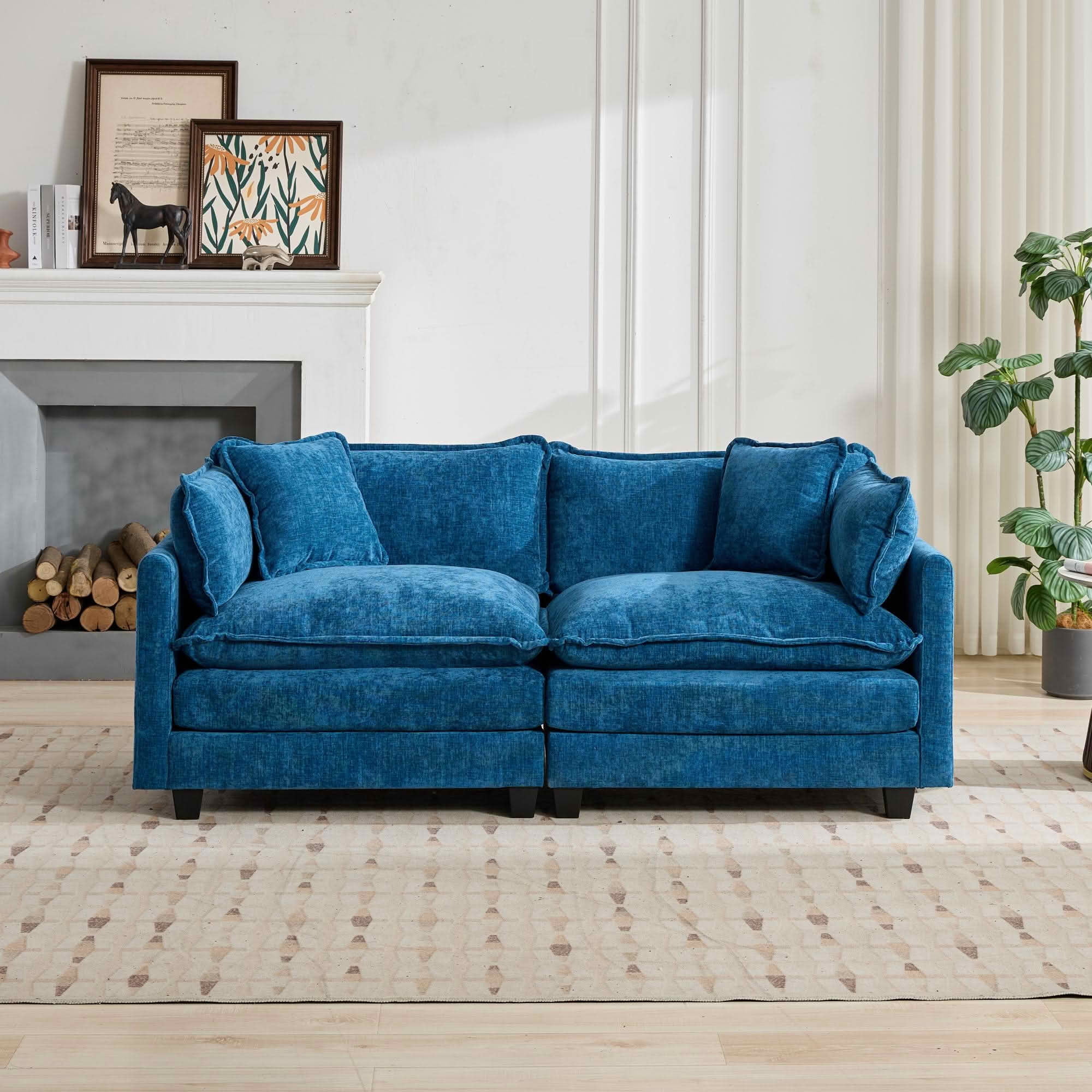 MAYEERTY 76.7 Inch Cloud Loveseat Sofa, Chenille Modular Sectional Couch with Double‑Layer Cushion for Living Room Apartment