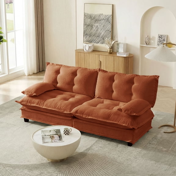 MAYEERTY 77 Inch Modular Loveseat, 2-Seater Cloud Chenille Sectional Couch, Solid Wood & Metal Frame for Living Room Bedroom Apartment
