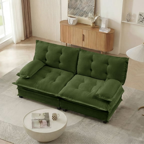 MAYEERTY 77 Inch Modular Loveseat, 2-Seater Cloud Chenille Sectional Couch, Solid Wood & Metal Frame for Living Room Bedroom Apartment