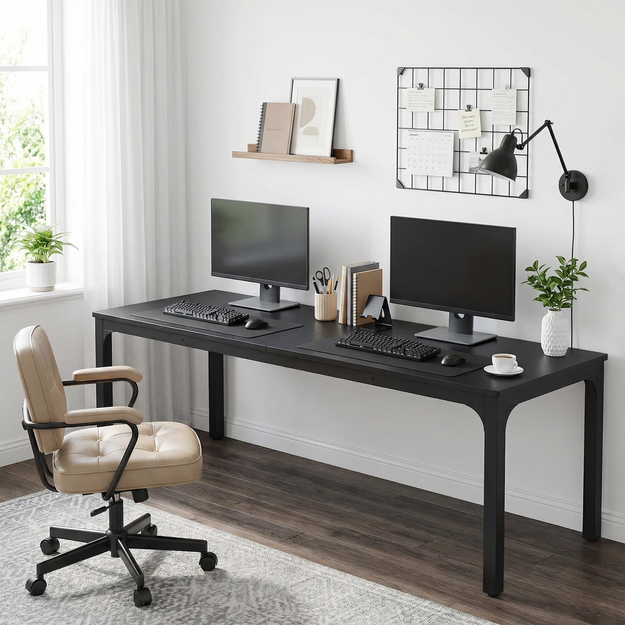 MAYEERTY 78.7" Extra Long Industrial Double Workstation Desk, 2-Person Home Office Desk with Heavy-Duty Metal Frame, 200lbs Capacity MDF Tabletop