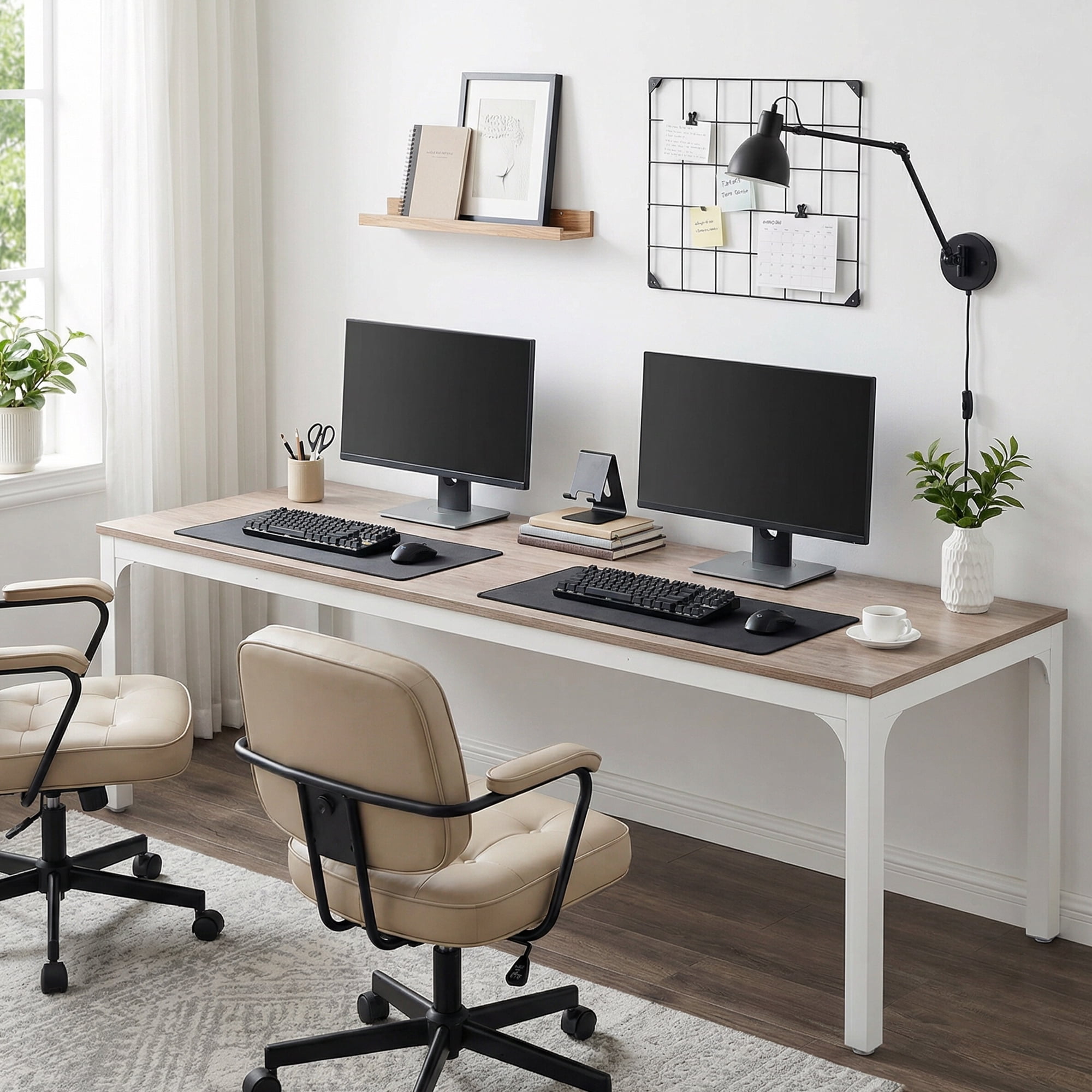 MAYEERTY 78.7" Extra Long Industrial Double Workstation Desk, 2-Person Home Office Desk with Heavy-Duty Metal Frame, 200lbs Capacity MDF Tabletop