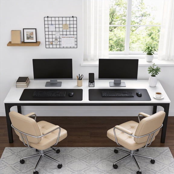 MAYEERTY 78.7" Extra Long Industrial Double Workstation Desk, 2-Person Home Office Desk with Heavy-Duty Metal Frame, 200lbs Capacity MDF Tabletop