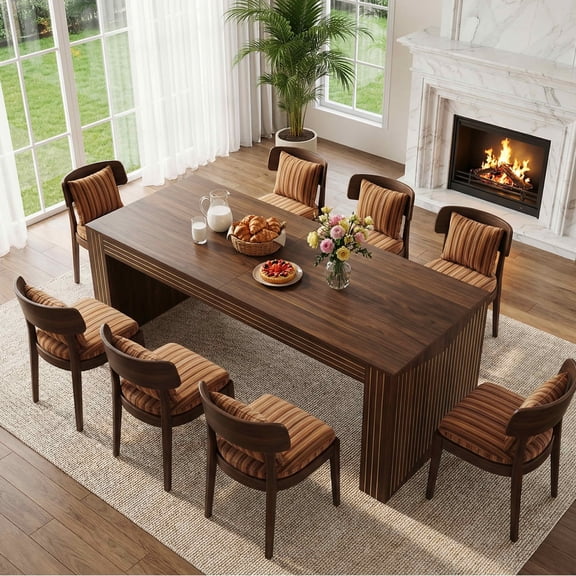 MAYEERTY 78.74" 6-8 Person Rustic Dining Table, Multi-Use Farmhouse Kitchen & Office Desk