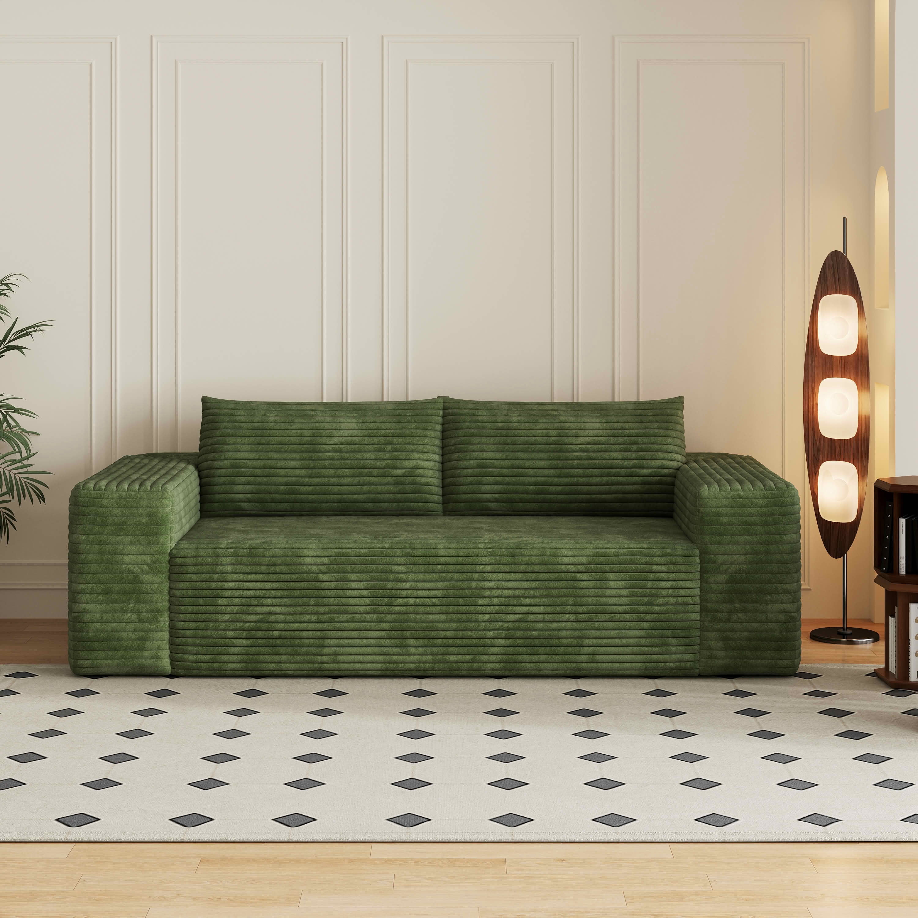 MAYEERTY 78.8 Inch 3‑Seater Corduroy Sofa, Deep‑Seat Comfy Couch, No Assembly Required for Living Room Bedroom Conference Room Apartment