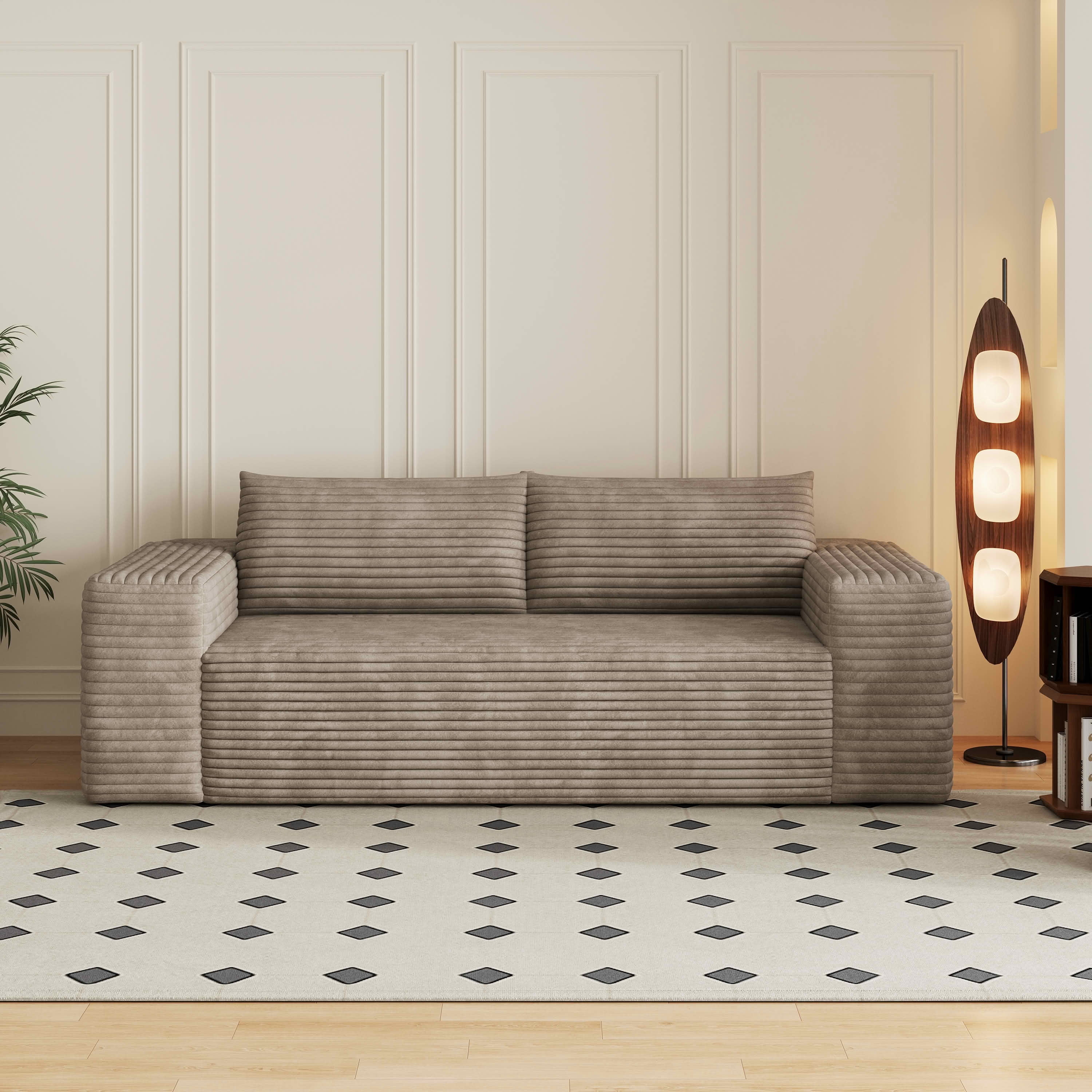 MAYEERTY 78.8 Inch 3‑Seater Corduroy Sofa, Deep‑Seat Comfy Couch, No Assembly Required for Living Room Bedroom Conference Room Apartment