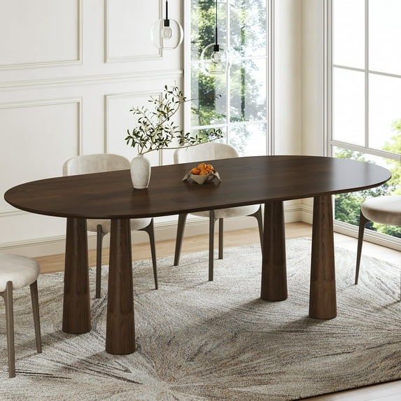 MAYEERTY 79x40x30 Modern Oval Dining Table, Contemporary Home Wood Kitchen Table, Walnut