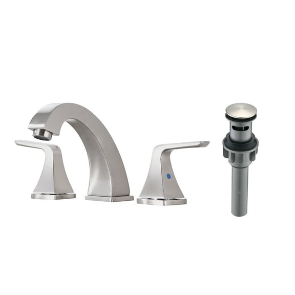 MAYEERTY 8" Widespread 2-Handle Bathroom Faucet with Pop Up Drain, Brushed Nickel