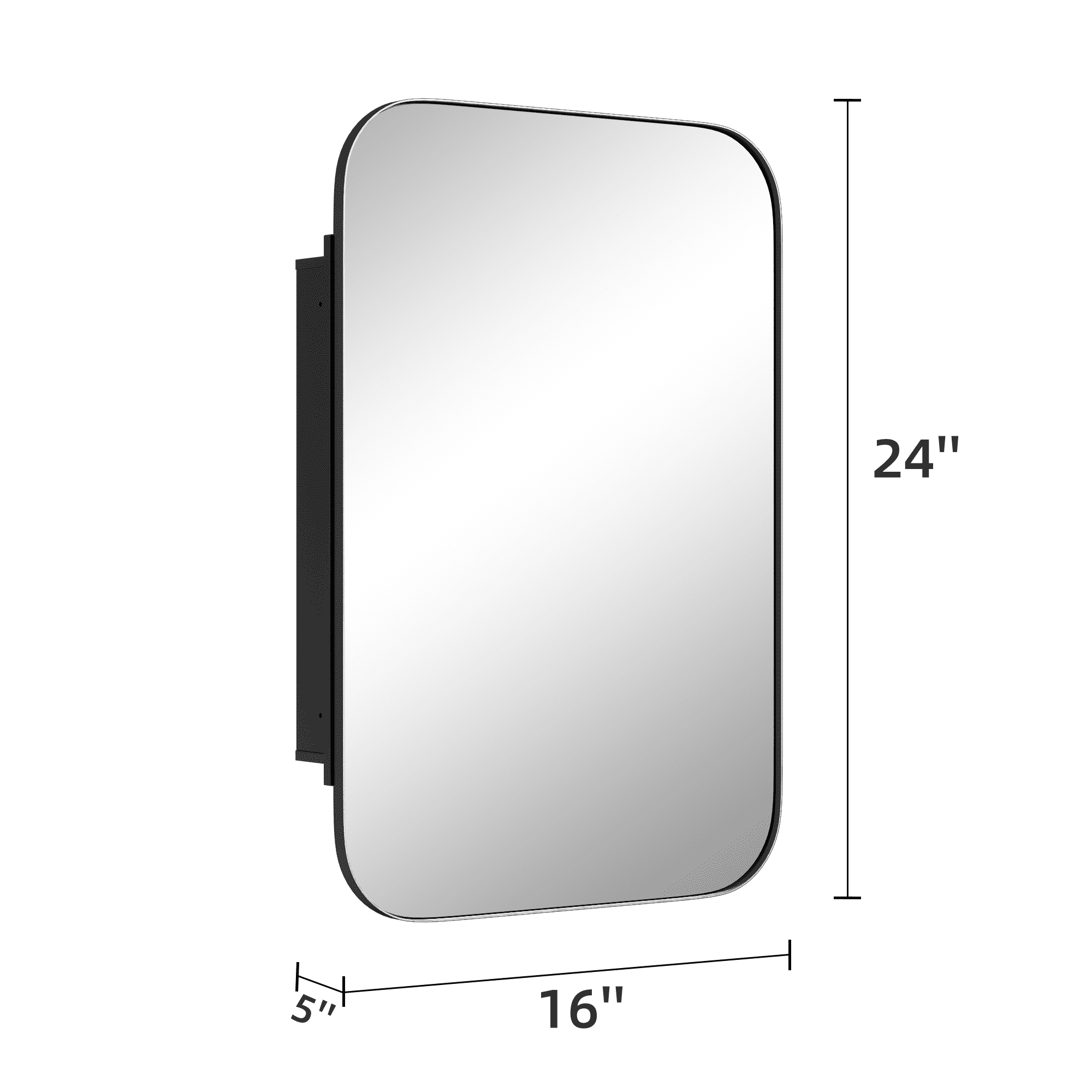 MAYEERTY 10"×7" Model H Black Iron Rectangular Mirror Cabinet Rounded Corners, Space-Saving for Small Bathrooms