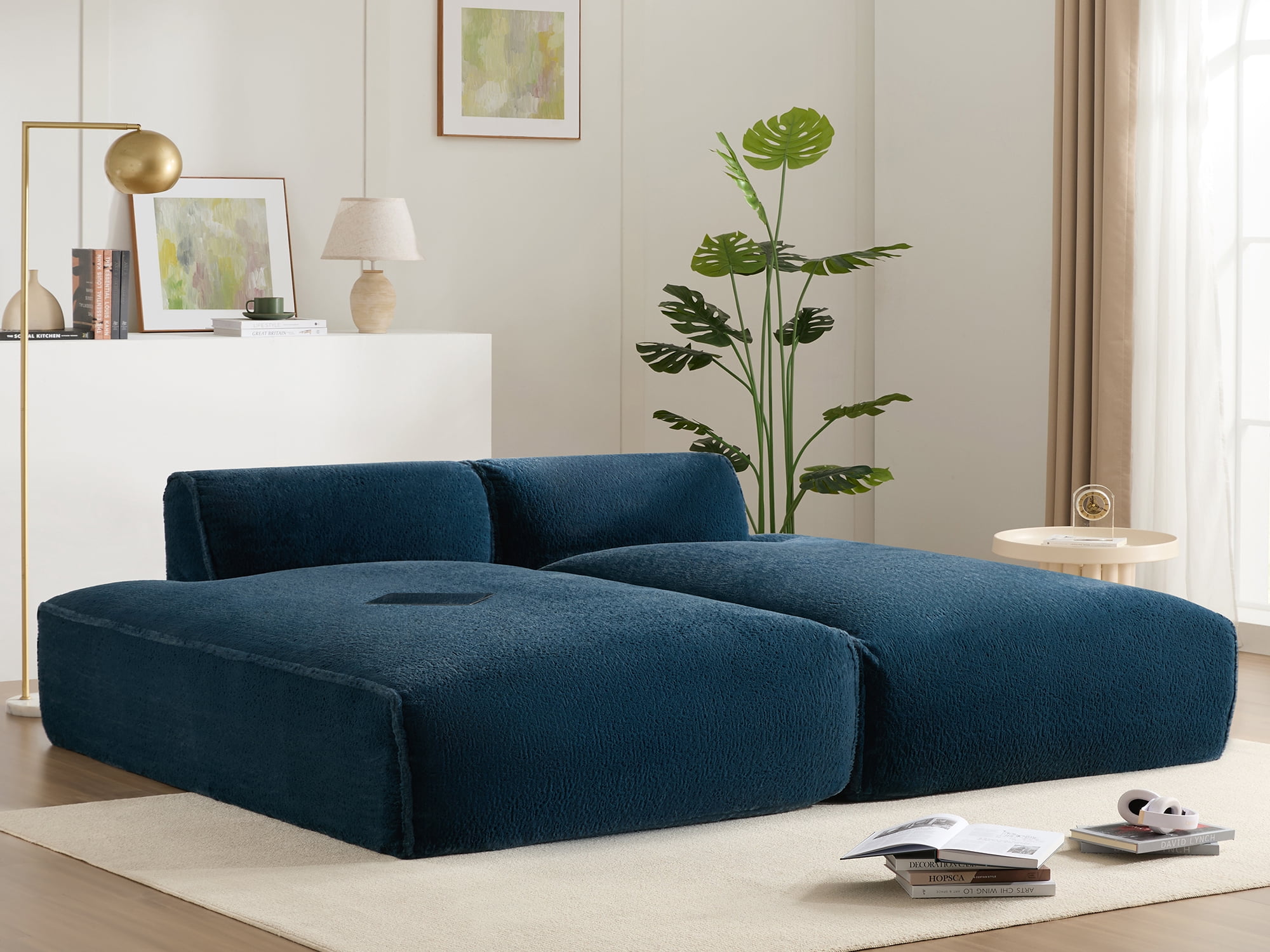 MAYEERTY 90" Oversized Modular Sofa Bed, Elderly-Friendly 2-PC Set, No Assembly, 3 Colors