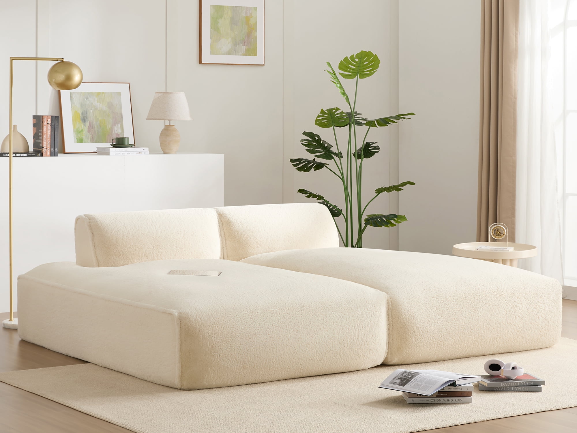MAYEERTY 90" Oversized Modular Sofa Bed, Elderly-Friendly 2-PC Set, No Assembly, 3 Colors