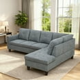 thumbnail image 1 of MAYEERTY 97" Modular Couches Fluffy Fabric Sectional Sofa Set for Living Room with Reversible Chaise without Ottoman, Dark Grey (Left), 1 of 10