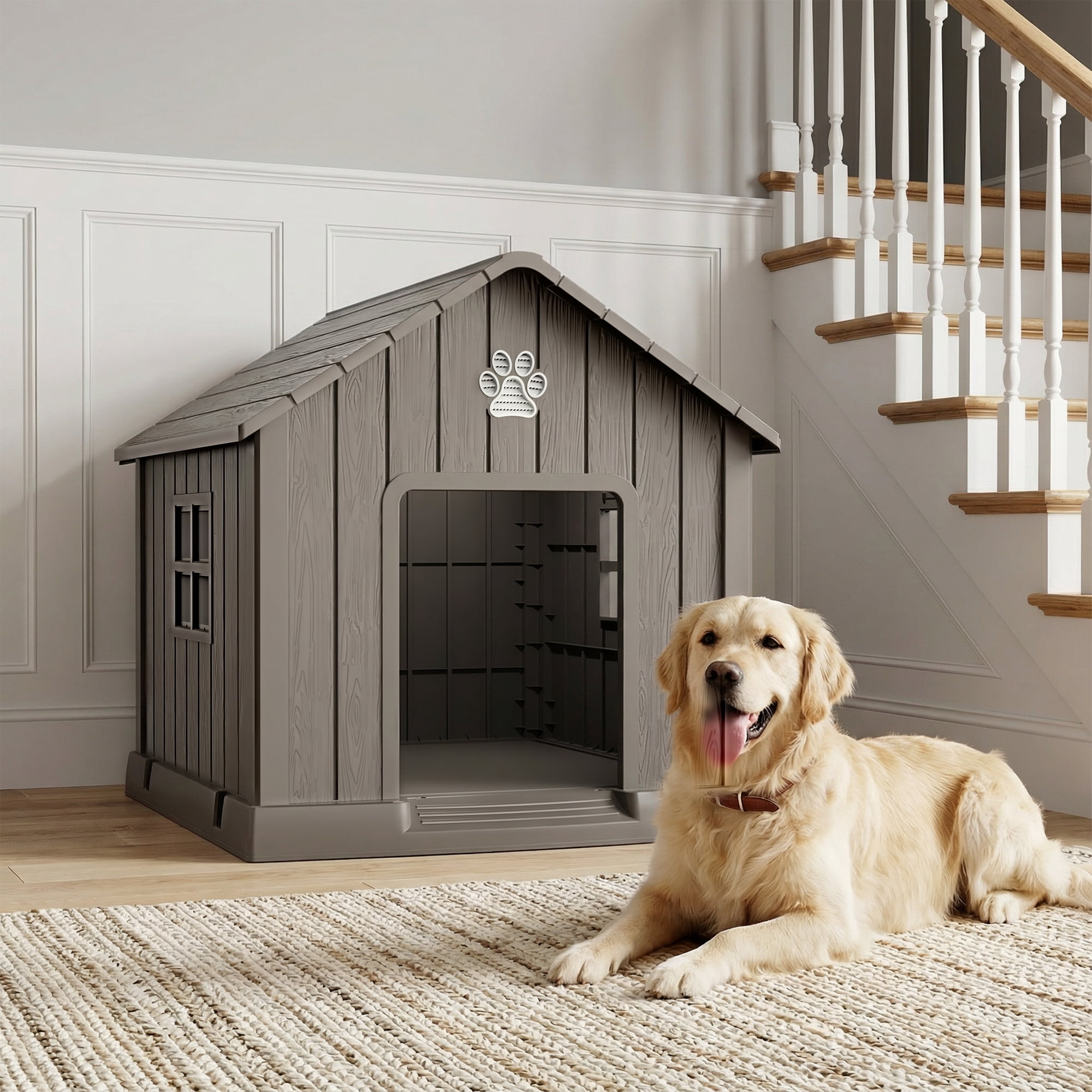 MAYEERTY All-Weather Outdoor Dog House, UV-Protected Pet Shelter for Garden Retreat