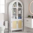 thumbnail image 1 of MAYEERTY Arch Display Cabinet with Glass Doors, Wooden Storage Cabinet with Adjustable Shelves for Living Room, 71" White, 1 of 6