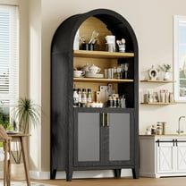 MAYEERTY Arched Storage Cabinet with Beech Wood Door, 5-Tier Arched Kitchen Pantry with Storage for Dining Room, Living Room, Kitchen, Office