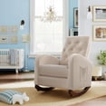 thumbnail image 1 of MAYEERTY Baby Room High Back Rocking Chair Nursery Armchair, Comfortable Rocker Fabric Padded Seat, Geige, 1 of 6