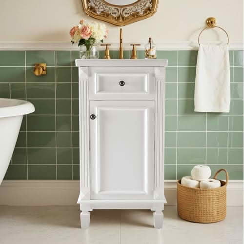 MAYEERTY Bathroom Dressing Table with Basin Door Cabinet Independent Storage Cabinet Sink Set No Mirror Faucet