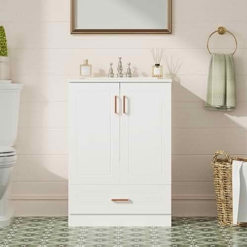 MAYEERTY Bathroom Dressing Table with Sink Storage Cabinet Door and Drawers