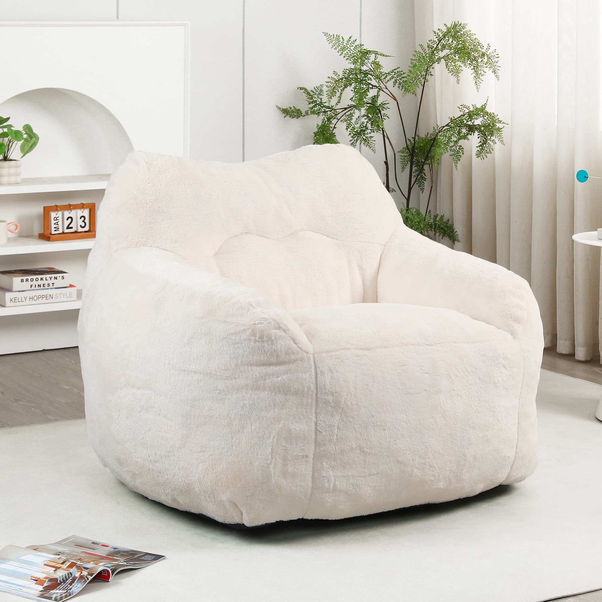 MAYEERTY Bean Bag Sofa Chair with Armrests - High-Density Foam, Lazy Comfy for Adults, Living Room/Bedroom Reading.