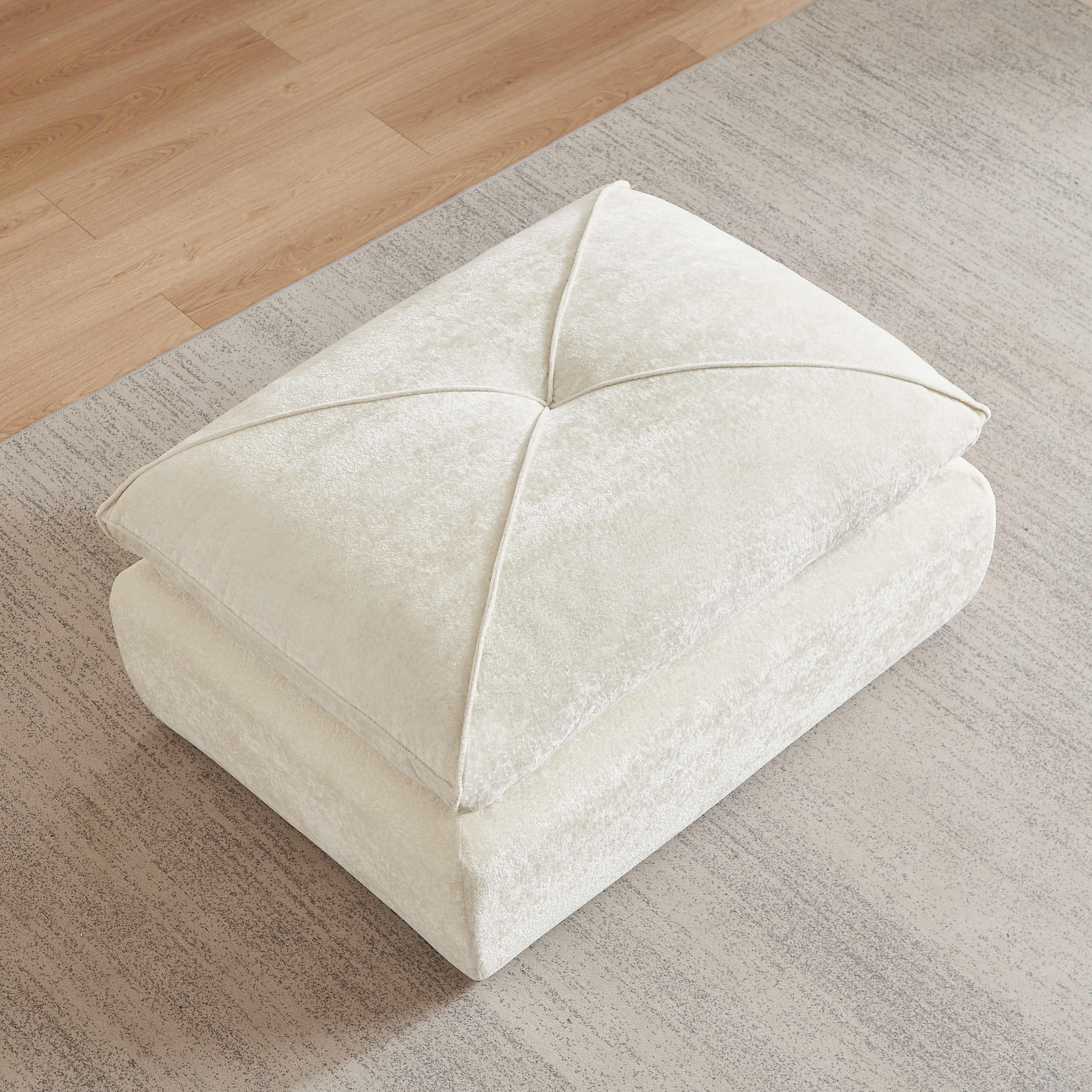 MAYEERTY Beige Chenille Modular Ottoman Sofa, 300lbs Spring Support Flexible Footrest for Living Room Apartment